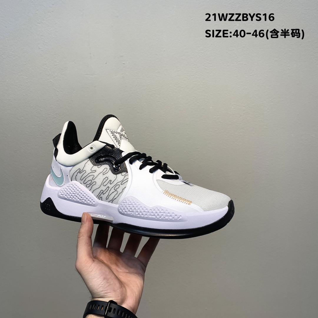 2021 Nike PG 5 White Grey Black - Click Image to Close